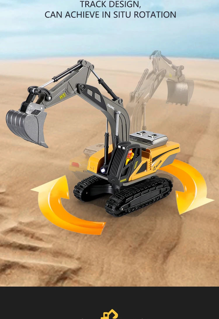 RC Excavator Dumper Car 2.4G Remote Control Engineering Vehicle Crawler Truck Bulldozer Toys for Boys Kids Christmas Gifts