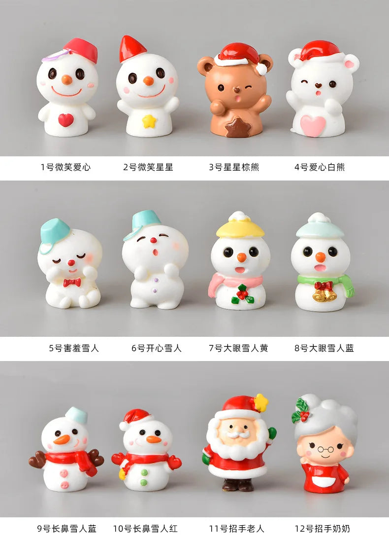 Christmas Decoration Santa Claus Snowman Figurine Fairy Christmas Miniatures Figurines Christmas Gifts DIY Home Decoration