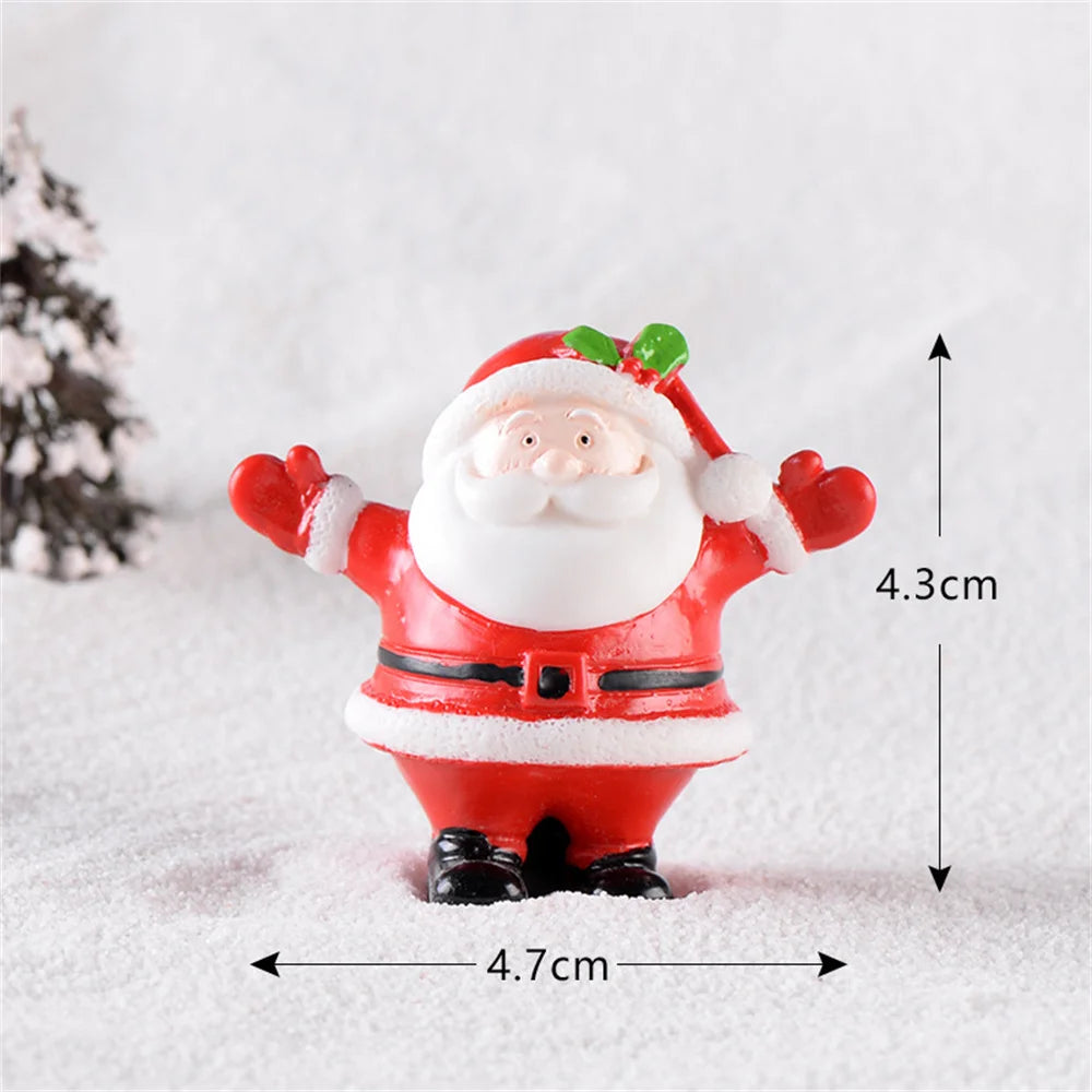 Christmas Mini Resin Figurines Miniatures Santa Claus Snowman Elk Ornament Micro Landscape Merry Xmas Ornament Decoration 2024