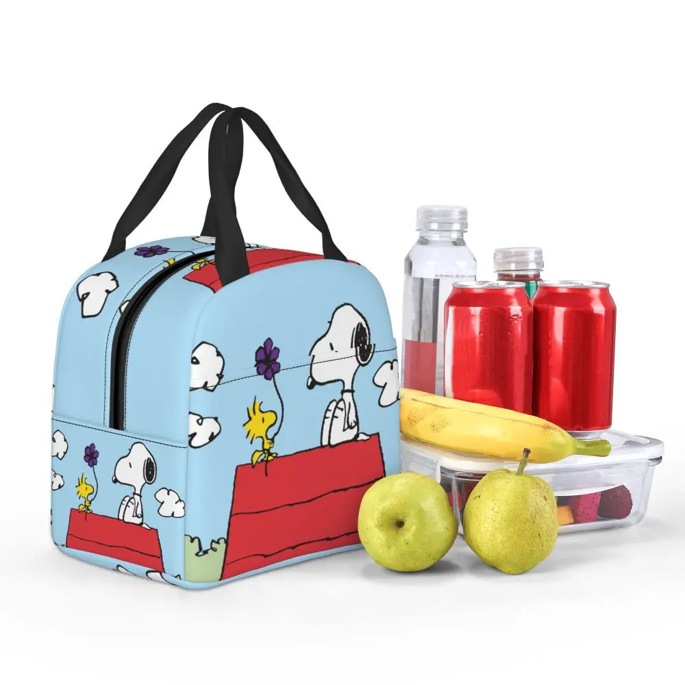 Custom Funny Cartoon Snoopy Lunch Box Waterproof Thermal Cooler Food Insulated Lunch Bag Kids For Kids Portable Picnic Tote Bags