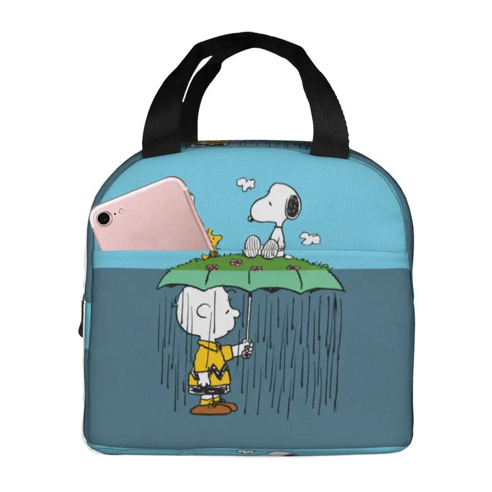 Custom Cute Cartoon Snoopy Insulated Lunch Box for Women Portable Warm Cooler Thermal Lunch Bag Picnic Food Container Tote Bags