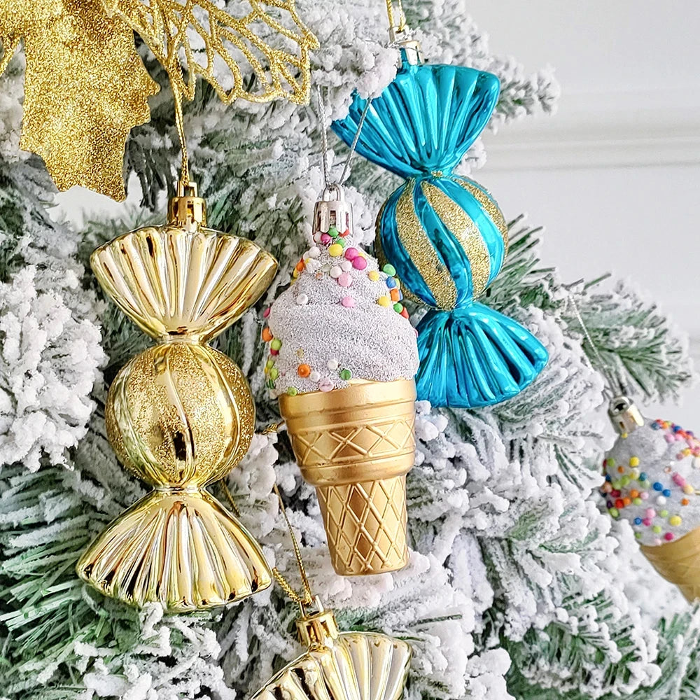 Christmas Hanging Candy Balls Ornament Donut Cupcake Ice Cream Cone Christmas Tree Pendant Home Navidad Christmas Decoratio 2024