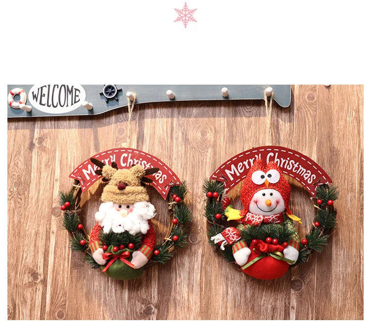 Elk Snowman Rattan Circle Christmas Flower Wreath Shopping Mall Window Christmas Tree Christmas Decorations Children's Doll