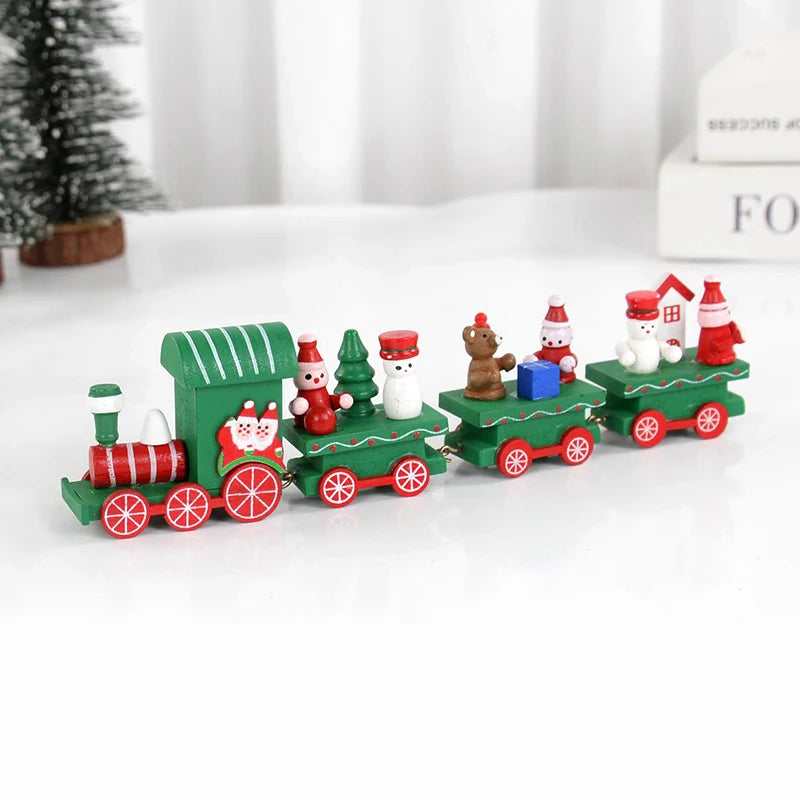 Christmas Wooden Train Ornament Merry Christmas Decoration For Home 2024 Xmas Kids Gifts Noel Natal Navidad New Year 2024