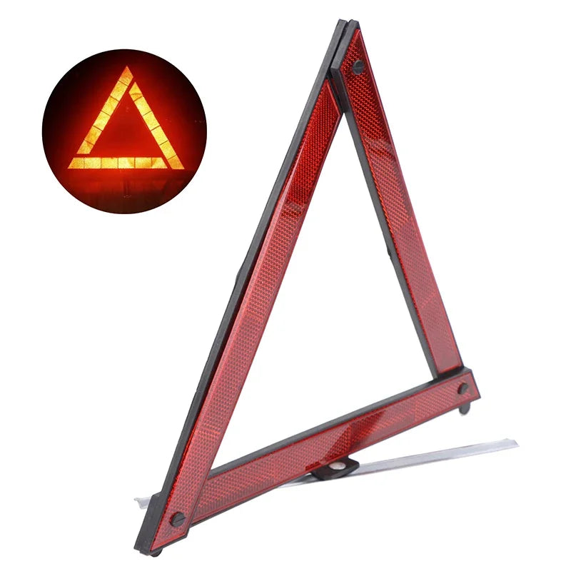 Car Tripod Folded Stop Sign Reflector Car Emergency Breakdown Warning Tool Triangle Red Reflective Safety Hazard Car Accessories