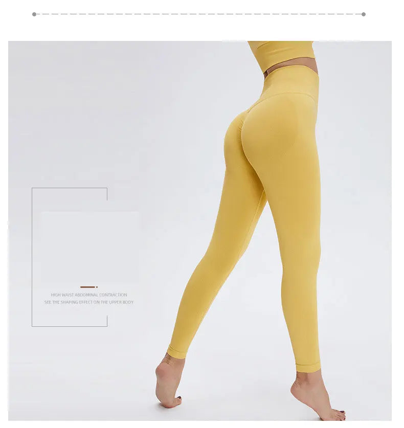 Seamless High Waist Nude Yoga Pants Women's Honey Peach Hip Lifting Tight Fitness Pants Quick Dried Exercise Push Up Yoga Pants