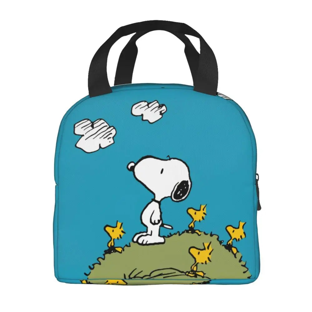 Custom Cute Cartoon Snoopy Insulated Lunch Box for Women Portable Warm Cooler Thermal Lunch Bag Picnic Food Container Tote Bags