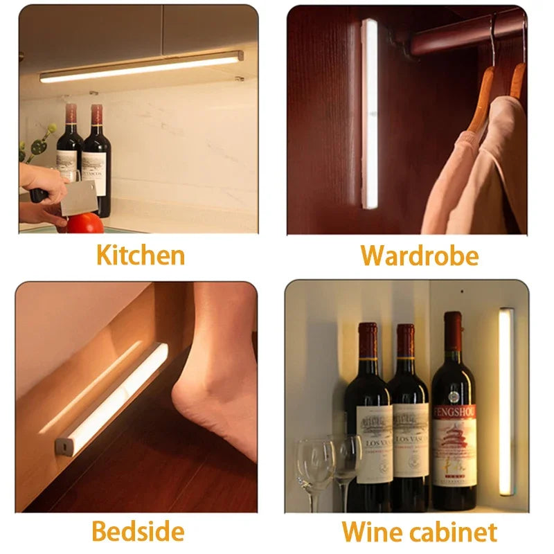 LED Bar Lights USB Rechargeable Motion Sensor Night Light Portable Induction Cabinet Light for Kitchen Room for Wardrobe Hallway