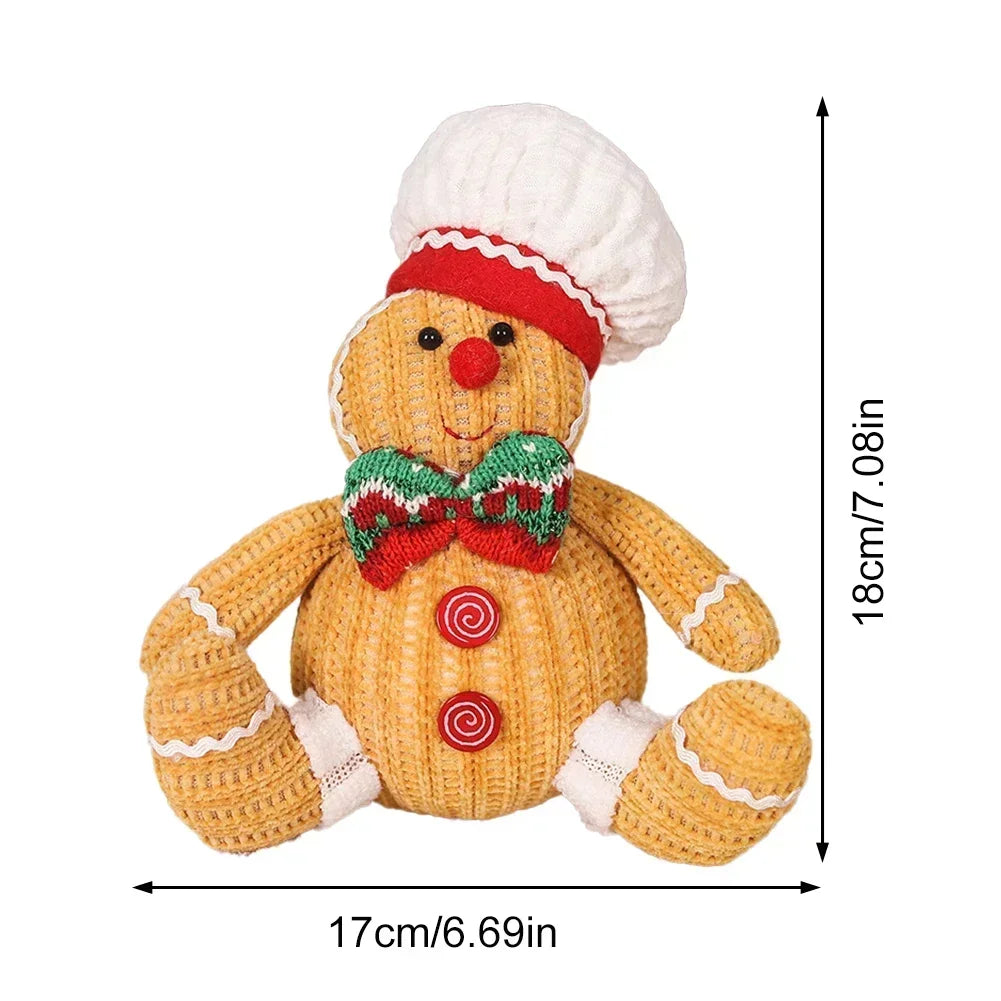 1PC Gingerbread Doll Plush Christmas Tree Pendant For Gingerbread Man Xmas Tree Hanging Ornament Indoor Pendant Decoration