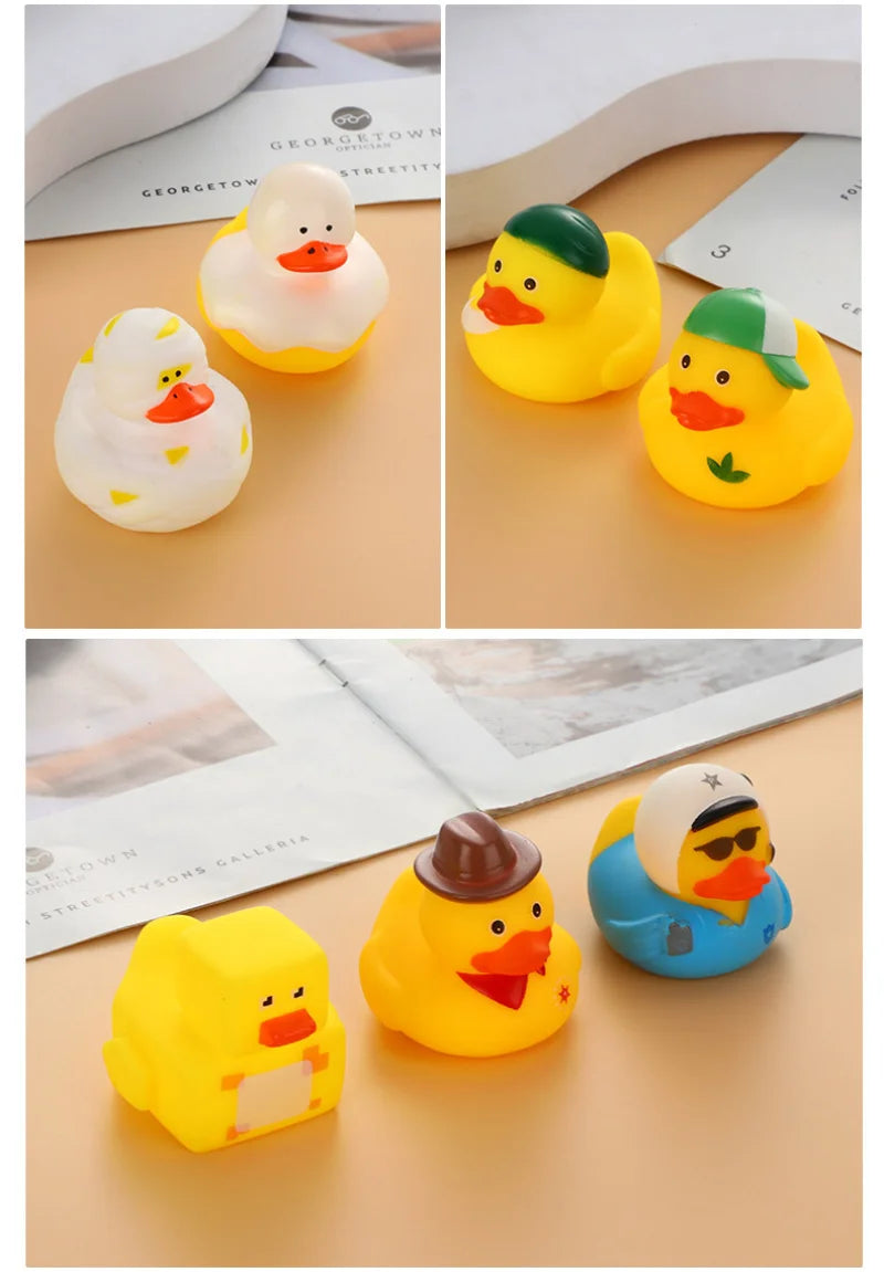 Baby Bath Toys Cute Little Yellow Duck with Squeeze Sound Floating Duck Bath Toys Soft Rubber Float Duck Water Toy Gift for Kids