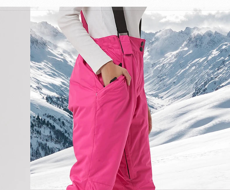 Ski Pants Women Thicken Windproof Waterproof Winter Snow Pants Outdoor Sports Snowboarding Warm Breathable Overalls