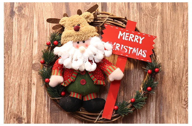 Elk Snowman Rattan Circle Christmas Flower Wreath Shopping Mall Window Christmas Tree Christmas Decorations Children's Doll