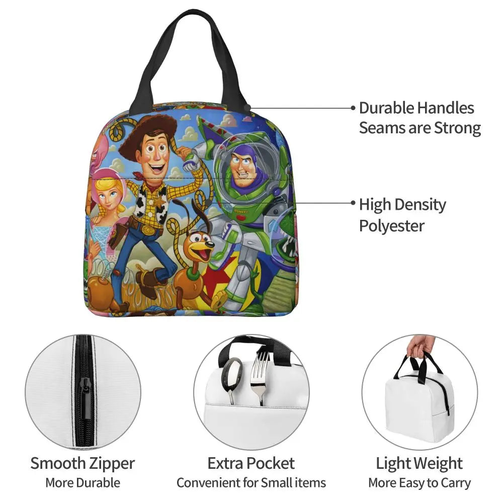 Custom Toy Story Buzz Ranger Suit Insulated Lunch Bag Reusable Thermal Cooler Bento Box For Women Food Container Tote Bags