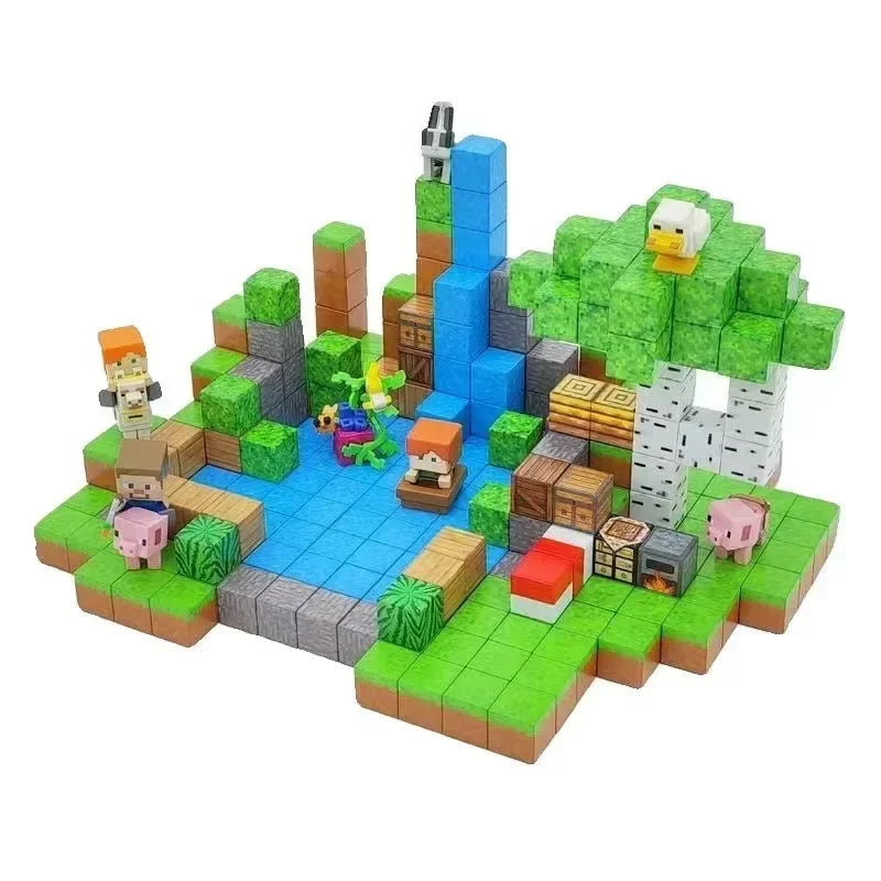 76 style my world Minecraftinglys mini-assembly diagram magnetic building blocks splicing mine magnet model building blocks toys