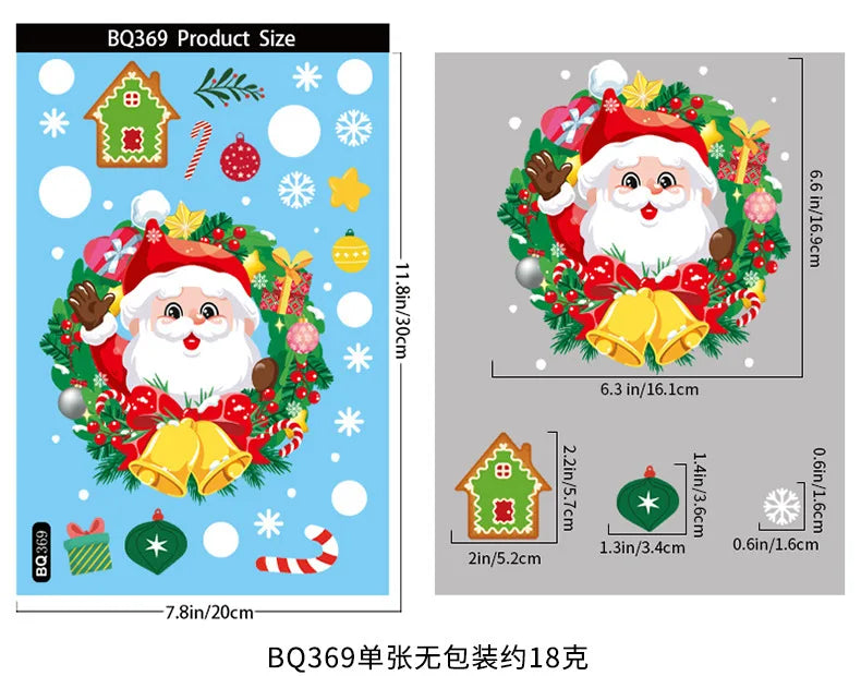 2025 Santa Claus Reindeer Window Glass Stickers Snowman Snowflake Electrostatic Wall Sticker Merry Christmas Decor for Home Noel