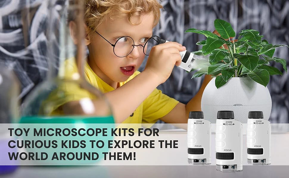 Mini Pocket Microscope Kids Science Educational Toy 60-120X Handheld Microscope Convenient STEM Toys Boys Girls Christmas Gifts