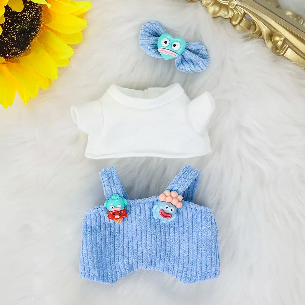 17cm Plush Doll'S Clothes Outfit Accessories For Korea Kpop Exo Labubu Idol Dolls overalls set Clothing