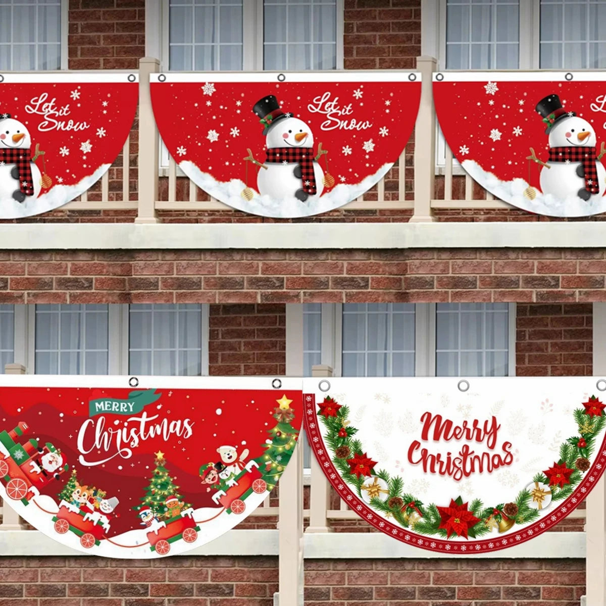 Christmas Fan-shaped Flag Banner Christmas Decorations for Home 2024 Christmas Ornament Xmas Navidad Noel Gift New Year 2025