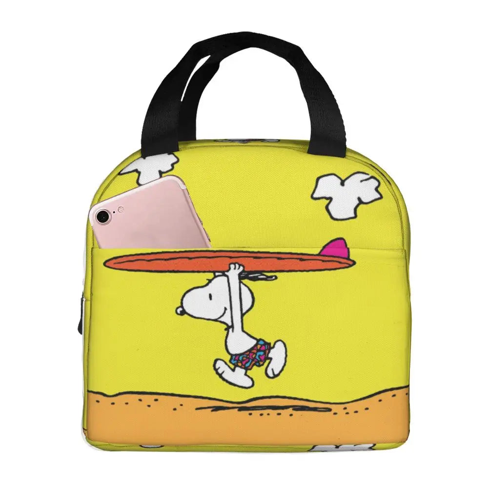 Custom Funny Cartoon Snoopy Lunch Box Waterproof Thermal Cooler Food Insulated Lunch Bag Kids For Kids Portable Picnic Tote Bags