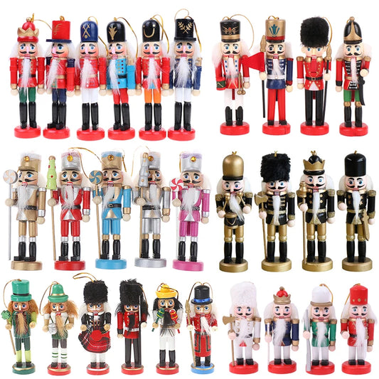 14/13/12/10.5cm Christmas Nutcracker Puppet Ornaments Desktop Home Decor Walnuts Soldiers Band Dolls Nutcracker Miniatures 1PCS