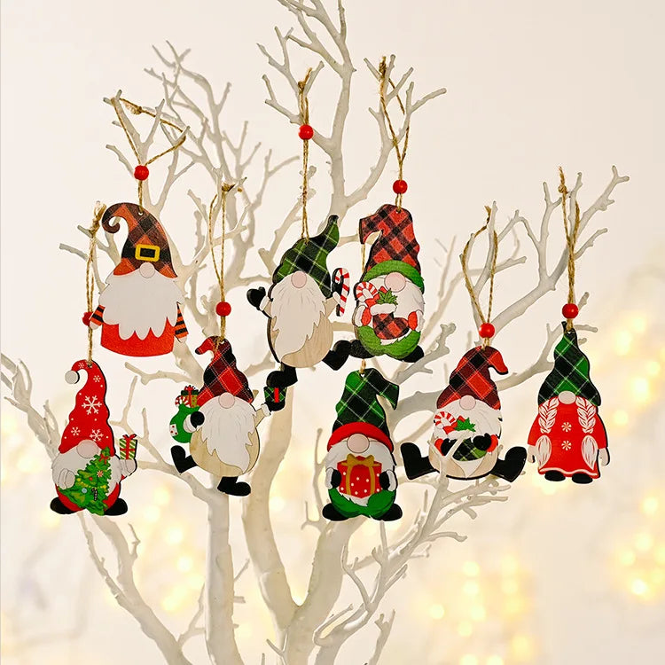 Merry Christmas Gnome Wooden Pendant Christmas Decorations For Home 2022 Cristmas Ornament Xmas Navidad Happy New Year 2023