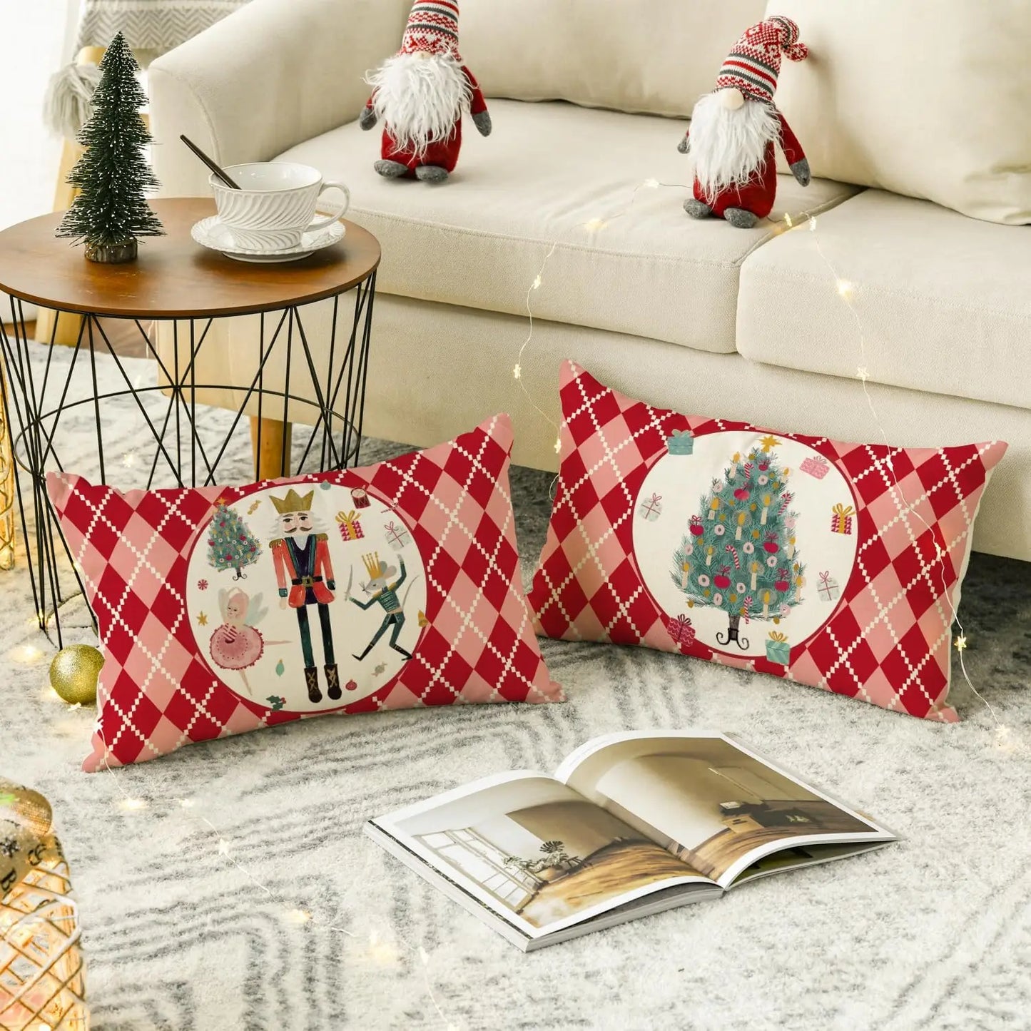 Merry Christmas Nutcracker Red Pillow Cover 30 X50cm Winter Holiday Party Linen Cushion Cover Sofa Autumn decoration