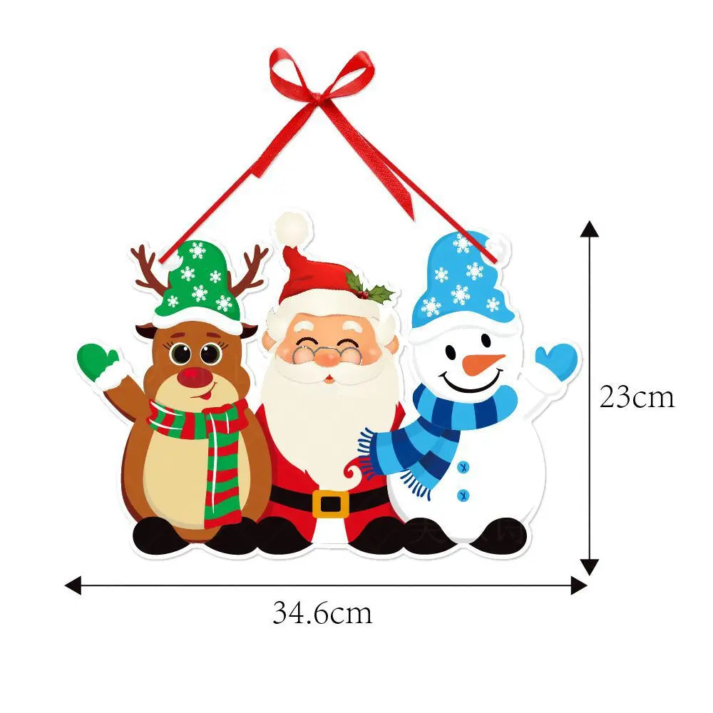 Christmas Porch Door Hanging Banner Christmas Paper Door Decorative Flags for Xmas Home Decorations New Year 2024 Noel Navidad