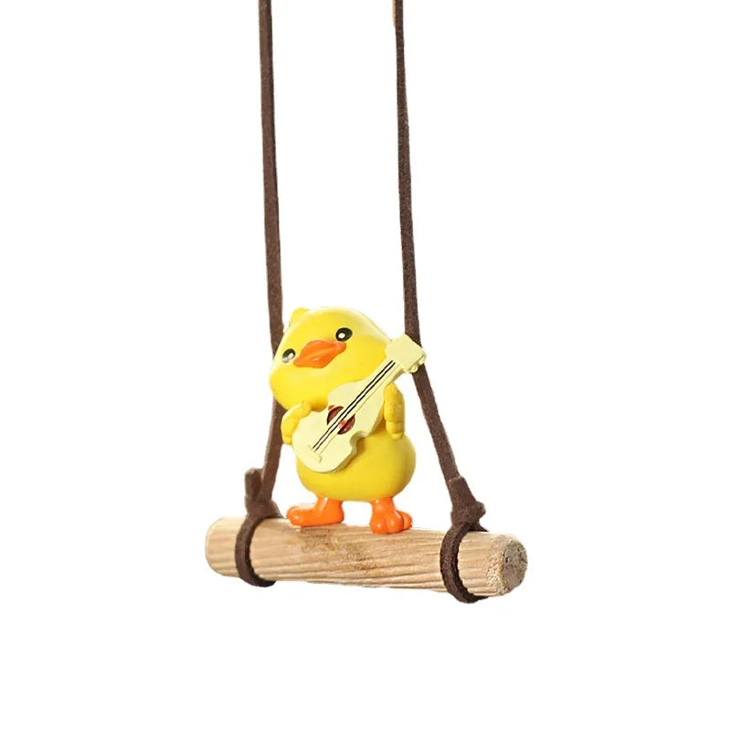 Anime Figure Swing Duck Model Decor Little Yellow Duck Auto Rearview Mirror Hanging Pendant Cute Car Ornaments Accessories Gifts