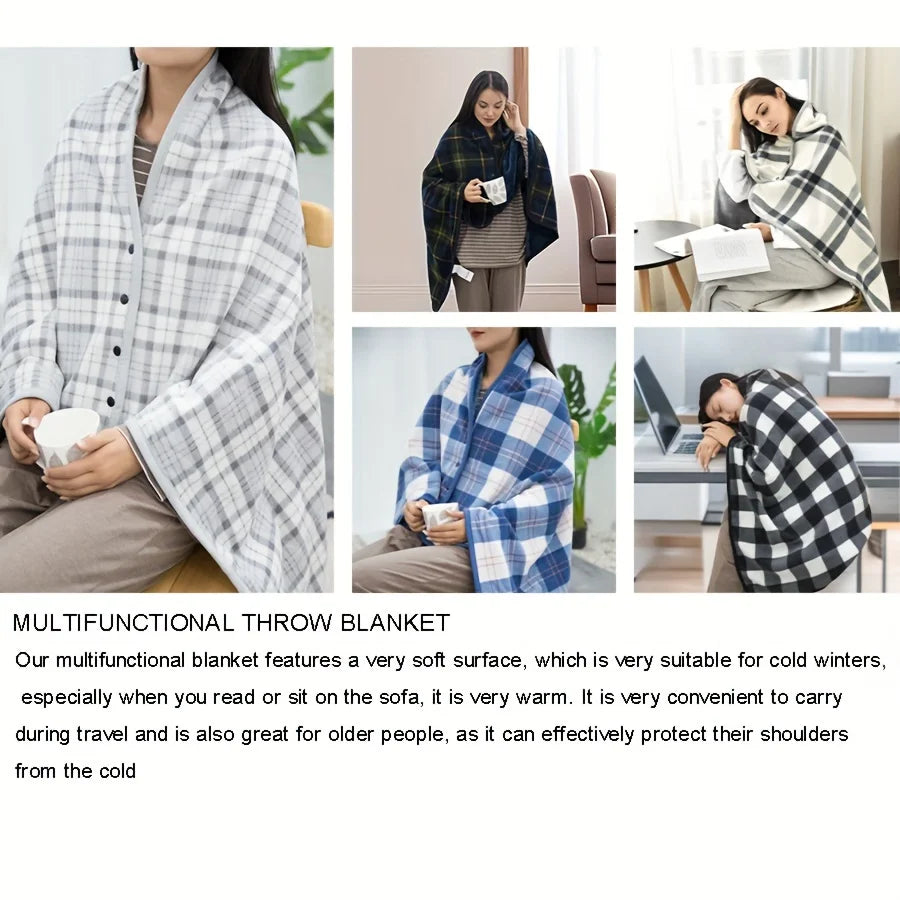 1pc Wearable Blankets Shawl Blanket Flannel Lazy Casual Office Blanket