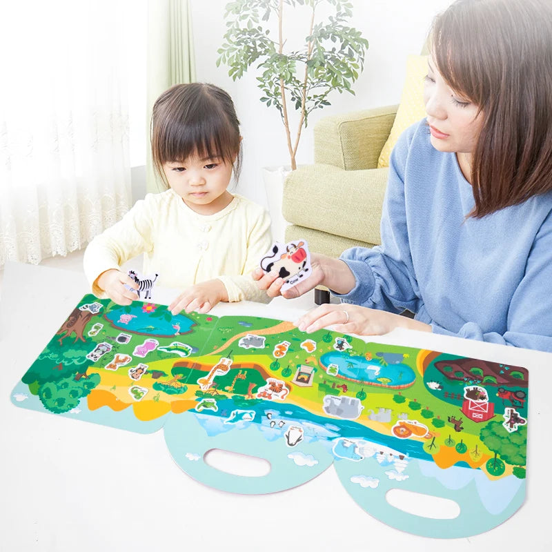 Early Childhood Education Scene Sticker Book Focus Cultivation Quiet Sticker Book Enlightenment Puzzle Cognitive Book For Kids