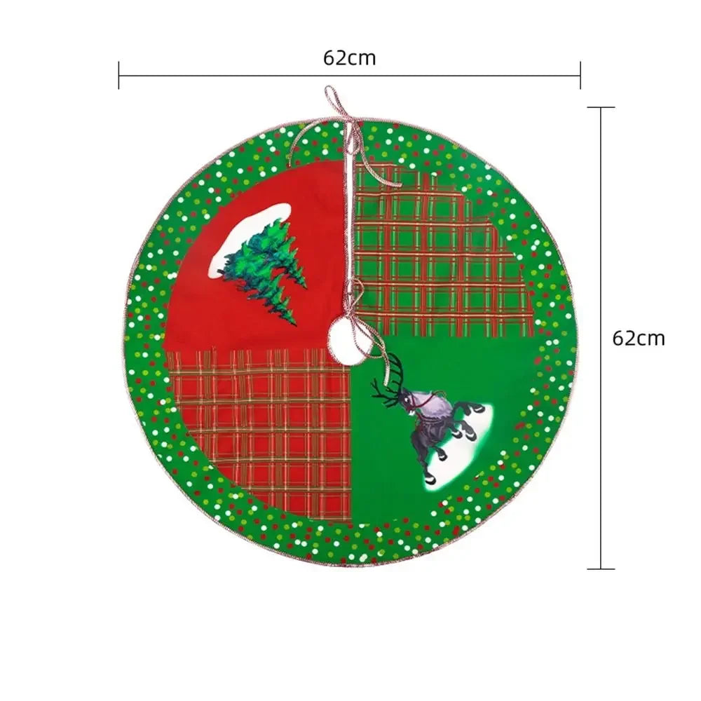 62CM Cartoon Christmas Tree Skirt Crafts Tree Surround Base Set Merry Christmas Decorations for Home Xmas Ornaments Navidad