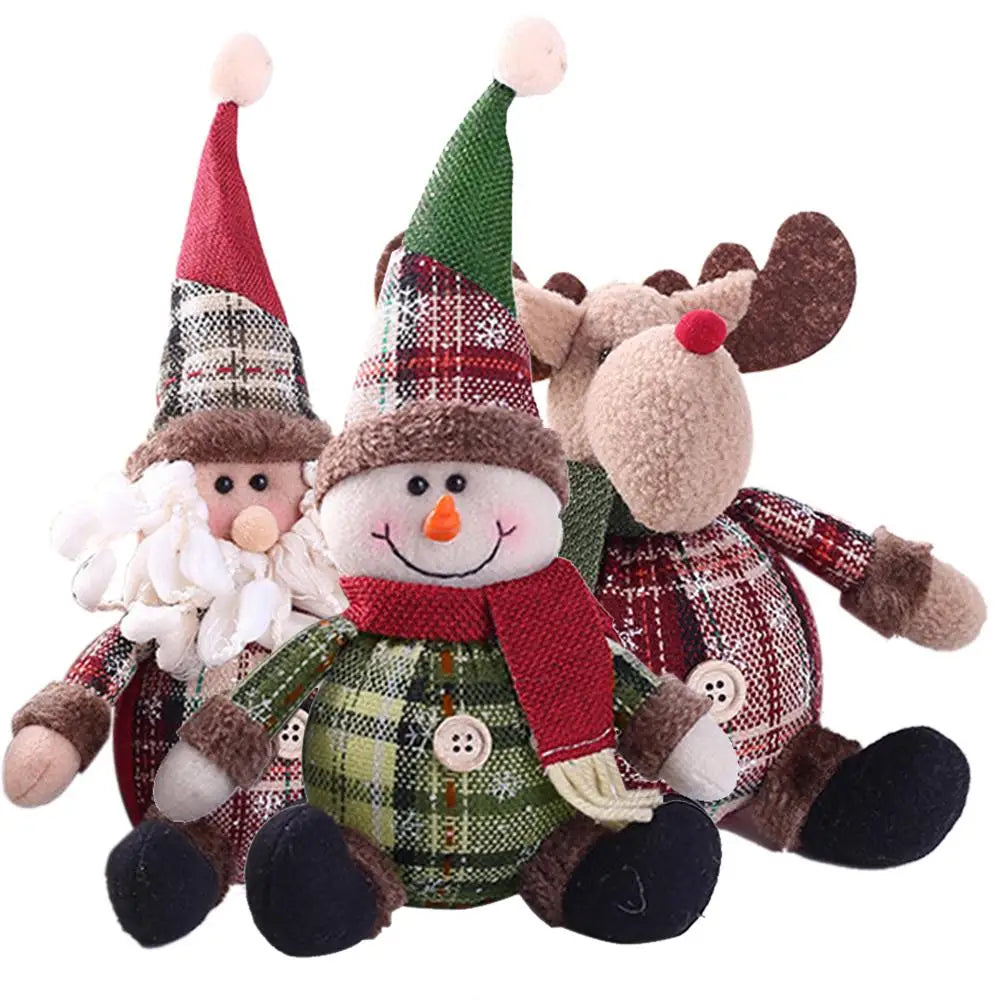 2023 Cute Christmas Santa Snowman Deer Doll Decoration Gift Doll Christmas Tree Hanging Ornament New Year Xmas Home Decoration