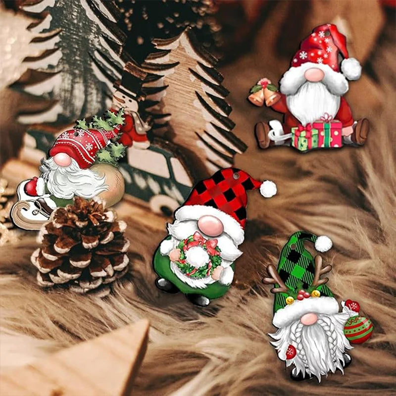 New Wooden Christmas Gnome Hanging Ornaments Christmas Tree Decorative Santa Elf Hanging Crafts Xmas Decorations Party Supplies