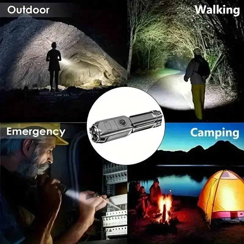 4 Lighting Mode Super Bright LED Flashlights Telescopic Zoom Tactical Torch USB 18650 Long-Range Waterproof Camping Flashlight