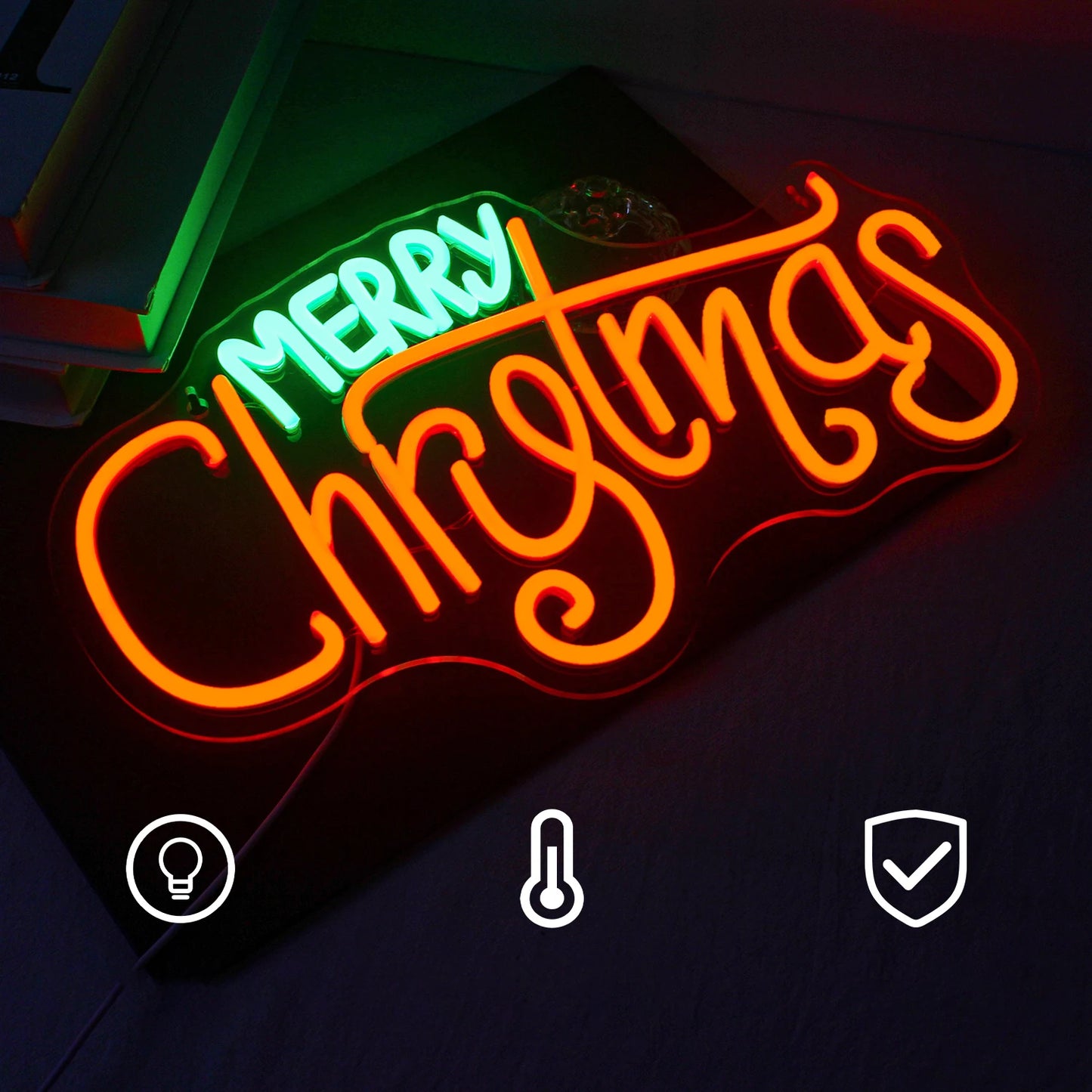 Merry Christmas Neon Sign Red Green LED Lights With Small Decor Dimmable Room Decoration For Festival Home Party Wall Lamp Signs