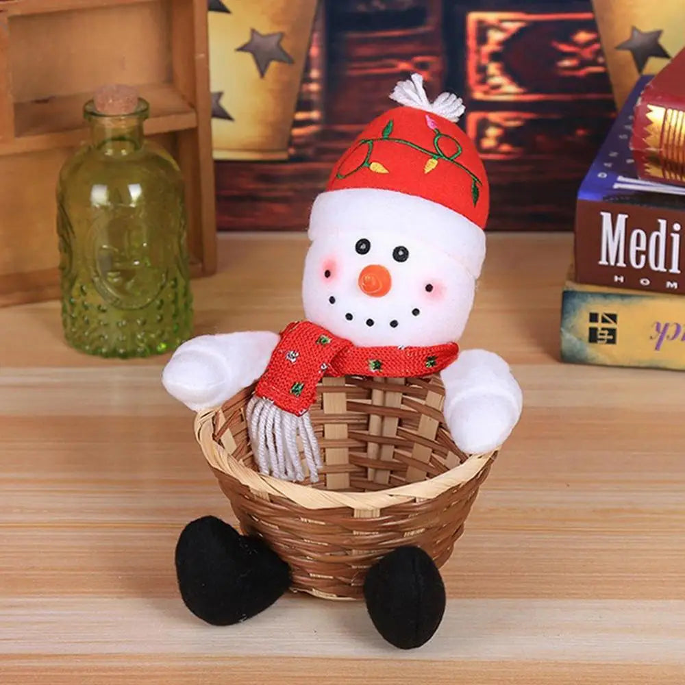 Christmas Candy Bowl Basket Christmas Table Decor Candy Holder Christmas Candy Storage Basket with Gingerbread Man Penguin Deer