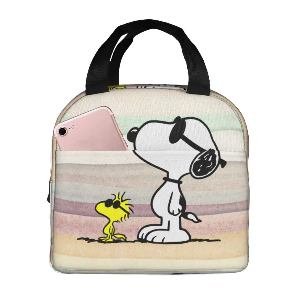 Custom Funny Cartoon Snoopy Lunch Box Waterproof Thermal Cooler Food Insulated Lunch Bag Kids For Kids Portable Picnic Tote Bags