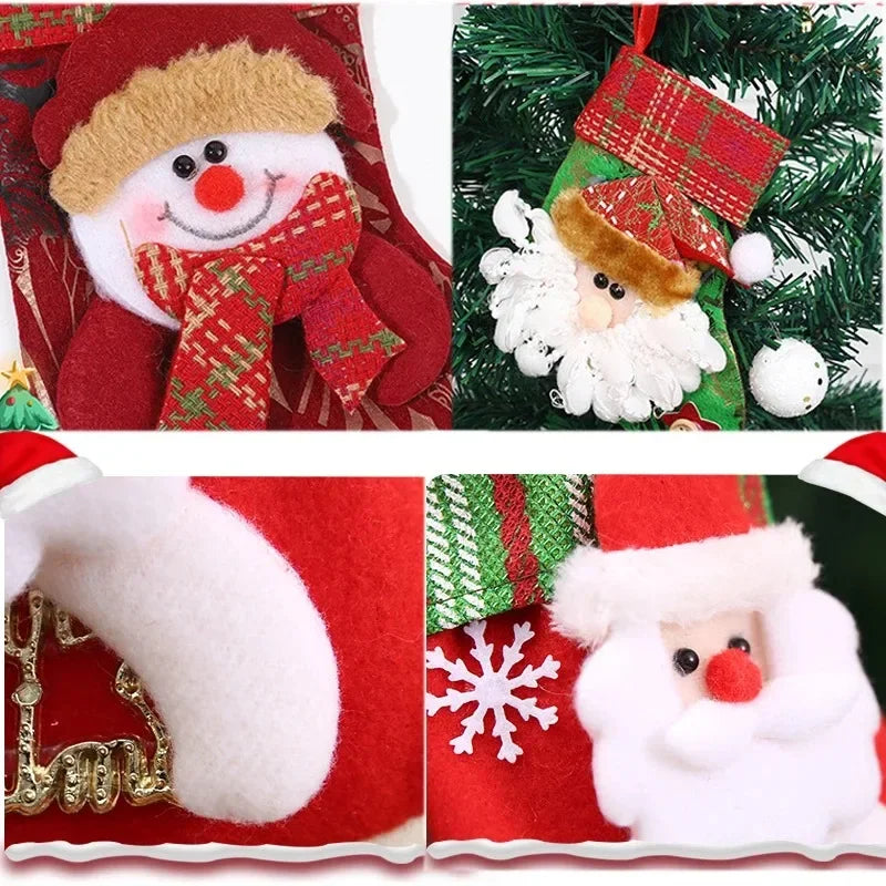 2pcs 2023 New Christmas Decoration Socks Cartoon Santa Claus Fawn Snowmen Socks Christmas Tree Hanging Ornaments Home Decoration