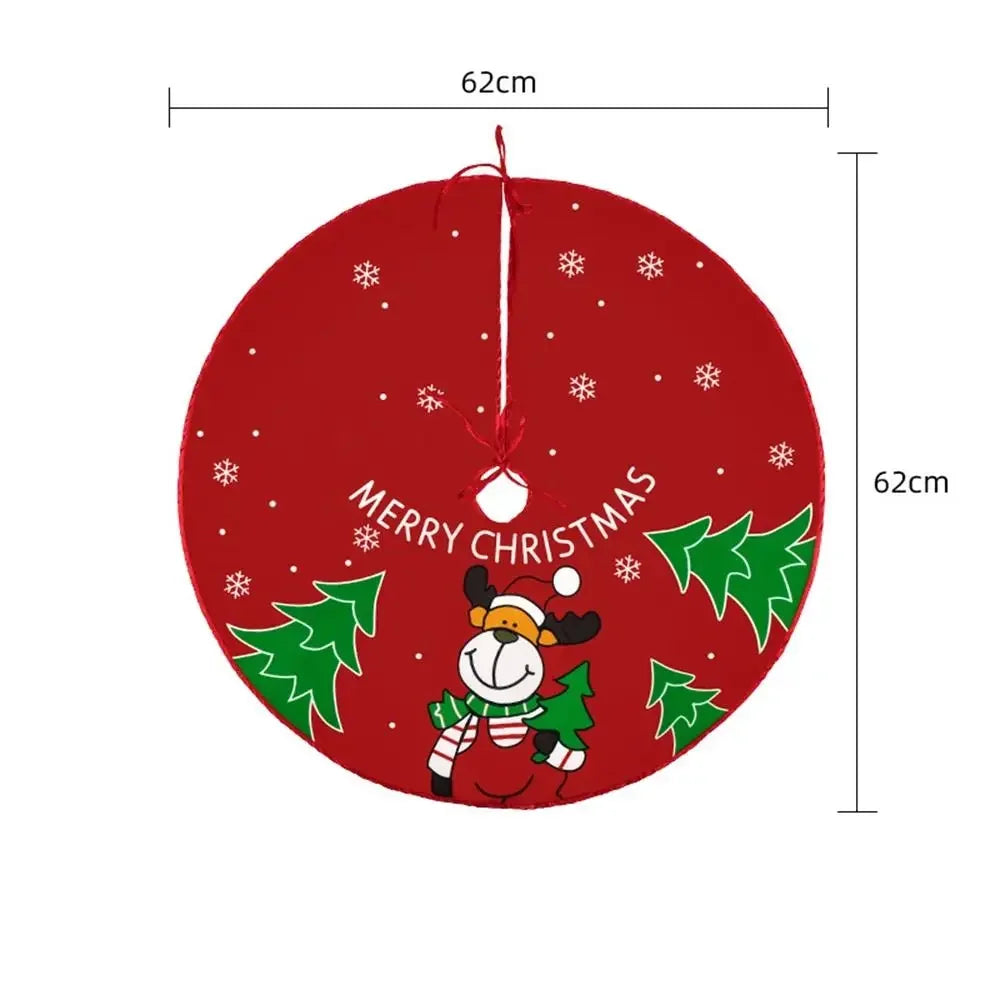 62CM Cartoon Christmas Tree Skirt Crafts Tree Surround Base Set Merry Christmas Decorations for Home Xmas Ornaments Navidad