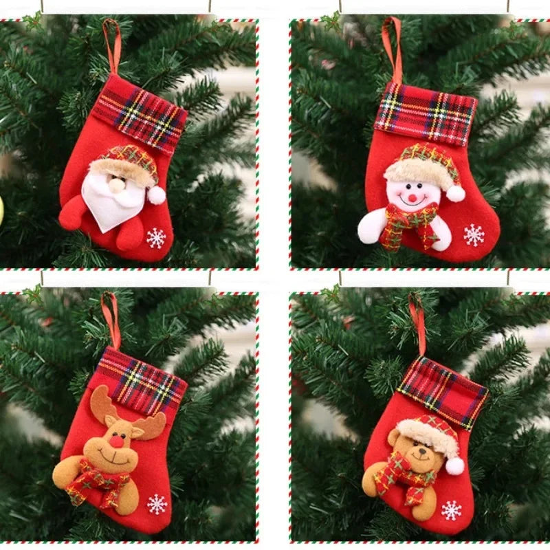 2pcs 2023 New Christmas Decoration Socks Cartoon Santa Claus Fawn Snowmen Socks Christmas Tree Hanging Ornaments Home Decoration