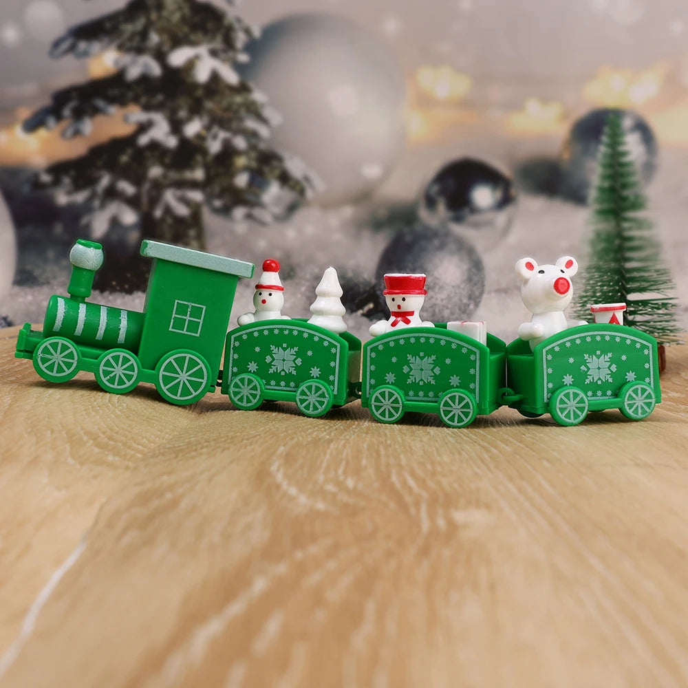 Merry Christmas Train Plastic Ornaments Christmas Cake Decoration for Home 2023 Xmas Kids Gift Navidad Party Happy New Year 2024