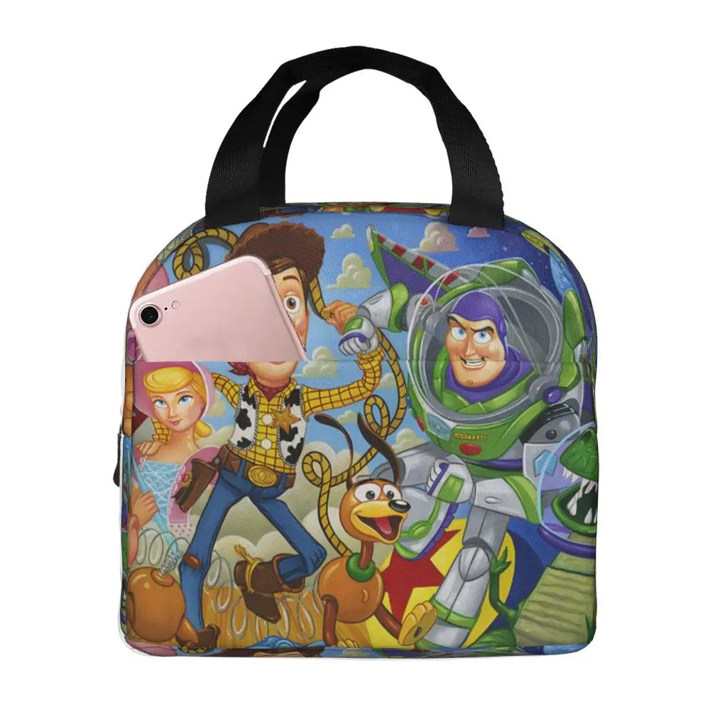 Custom Toy Story Buzz Ranger Suit Insulated Lunch Bag Reusable Thermal Cooler Bento Box For Women Food Container Tote Bags