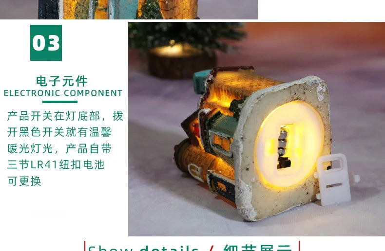 2022 LED Christmas Decorations Resin Small House Micro Landscape XMS Ornament Christmas Gift Decorative Figurines  Home Decor