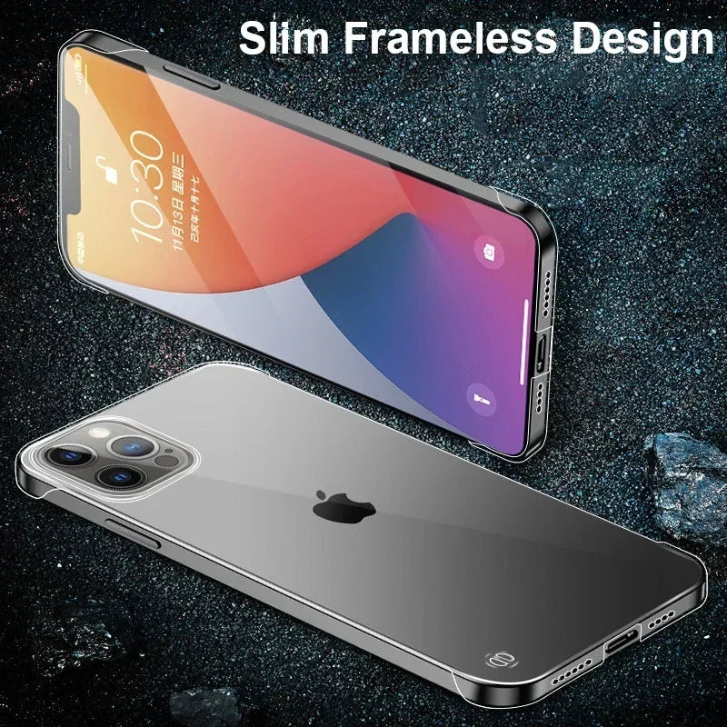 Slim Frameless Clear Phone Case For iPhone 16 15 14 13 12 Mini 11 Pro XS Max XR X 8 7 Plus SE 2022 Transparent Plastic Cover