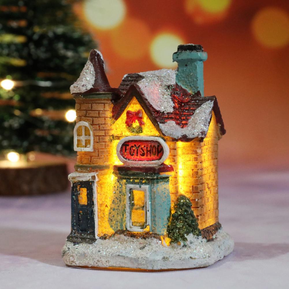 House Figurine Christmas Resin Wear Resistant Tiny Resin House Village Miniature Model   Xmas Decoration  for Wedding