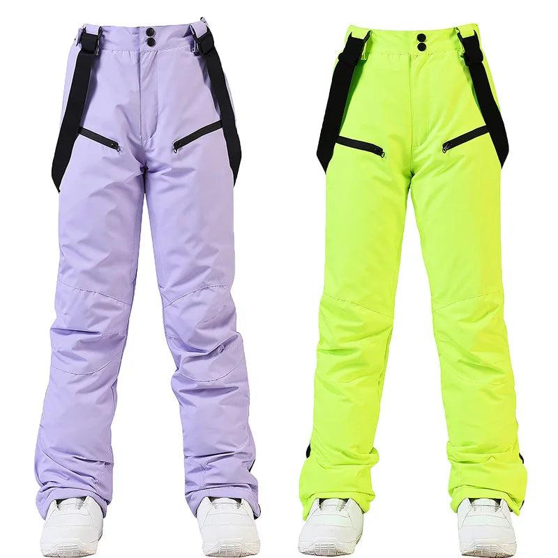 New Thicken Ski Pants Women Windproof Waterproof Winter Snow Pants Outdoor Sports Snowboarding Warm Breathable Trousers