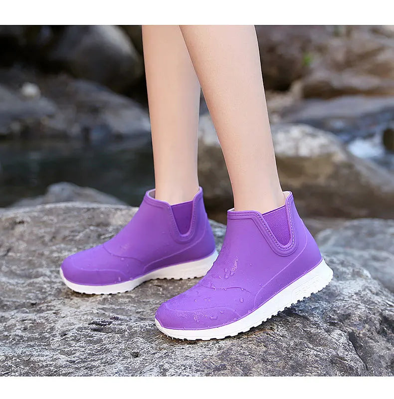 Fashion Rain Shoes for Women Rubber Boots Platform Ankle Boots 2024 Autumn Winter Slip on Women Booties Work Shoes Botines Mujer