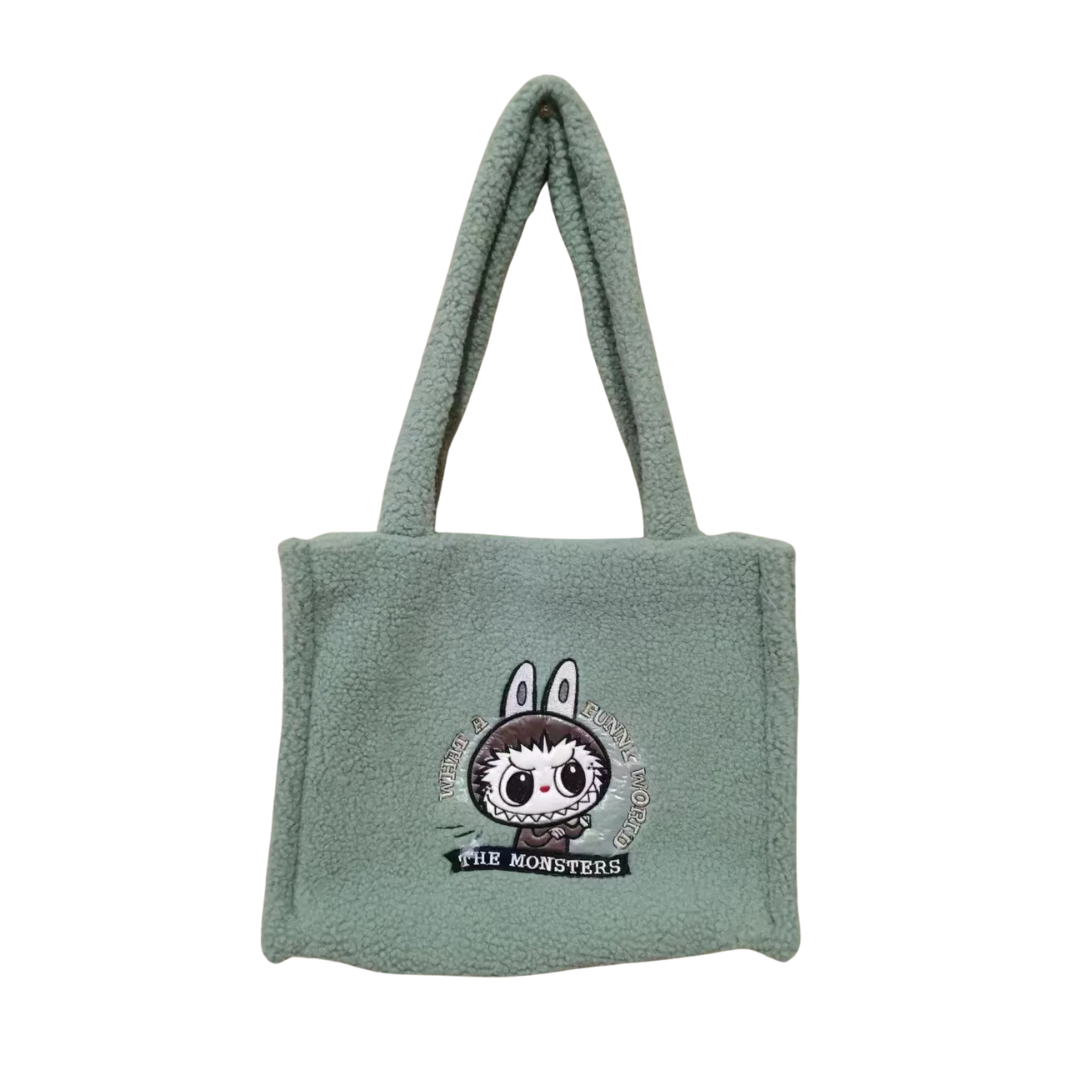 New Labubu Shoulder Bag Cartoon Large Capacity Handbag Plush Toy Bag Student Crossbody Bags The Monsters Outdoor Travel Use