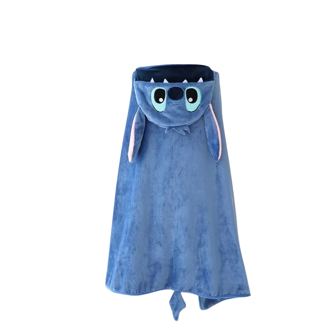 Lovely Stitch Cloak Blanket Comfortable Thickened Hooded Blanket Flannel Nap Cartoon Anime Warm Stitch Blanket Gifts