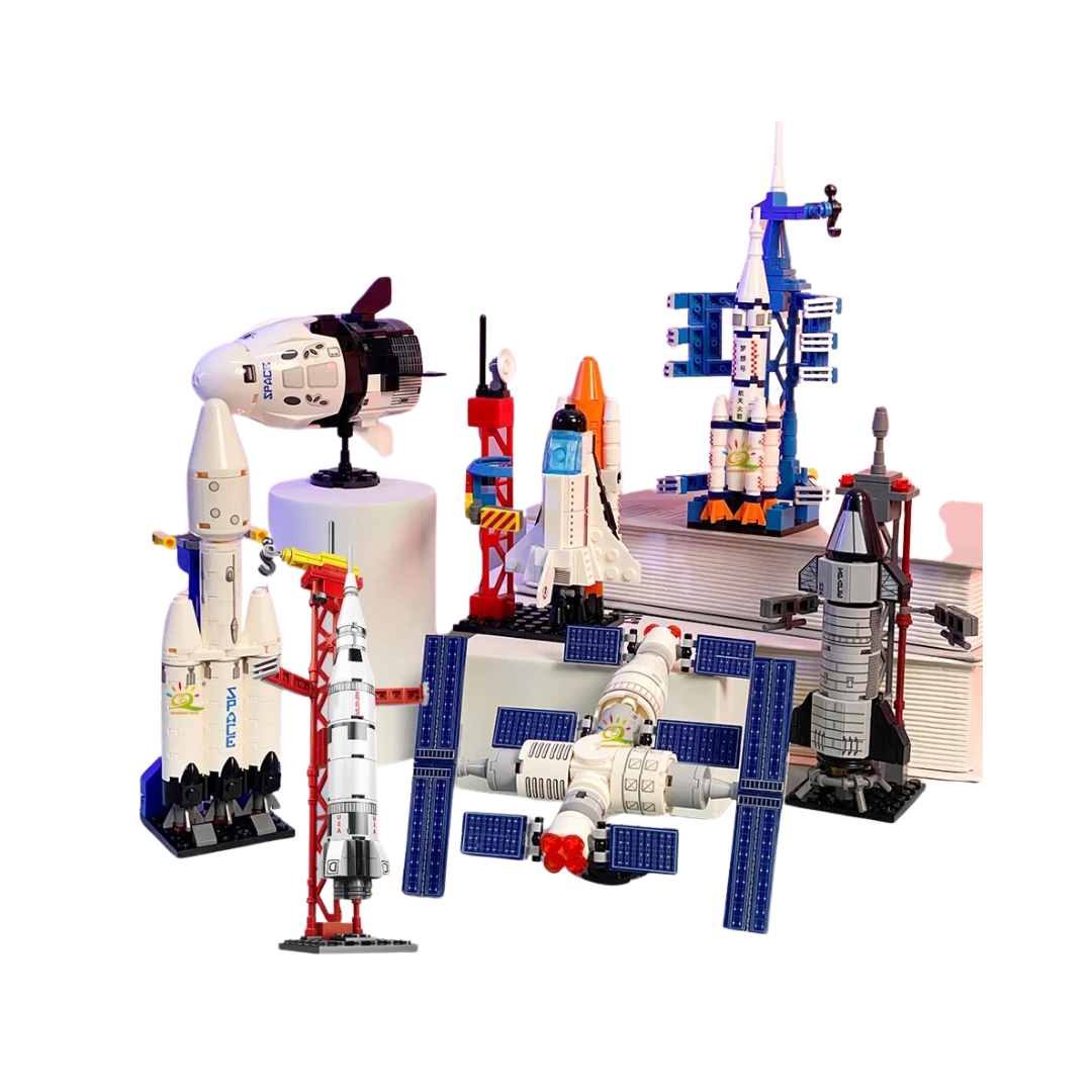 HUIQIBAO Aviation Spaceport Model Space Shuttle Rocket Launch Center Construction Building Blocks MOC Spaceship Kids Bricks Toy